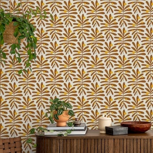 2867 D - abstract leaves pattern, brown