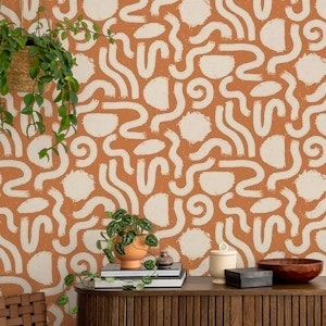 Painted Shapes Brown and Cream Pattern