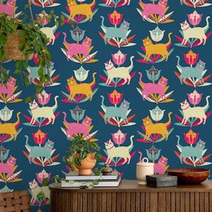 bright cats and tulips