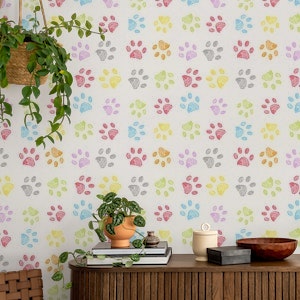 Colorful doodle paw prints cat dog lover