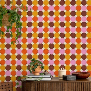 Happy retro Tiles pink, orange