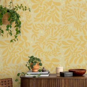 leaves swirls in light yellow