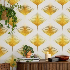 Abstract Modern Gold Palm Leaves Geo