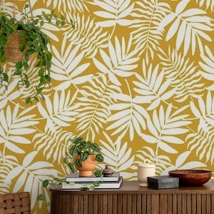 White palm leaves on mustard (big size)