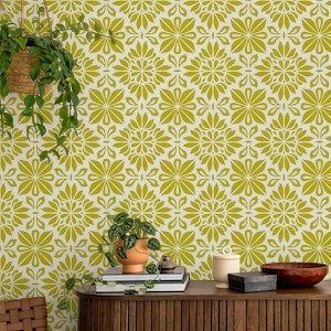 Sage green floral mandala tiles / 3102C