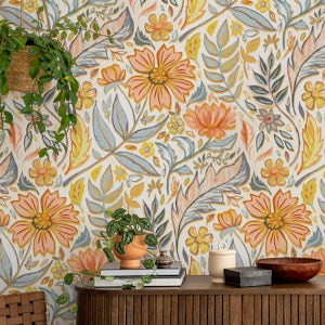 Golden, Grey and Blush Pink Painted Floral