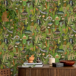 Aqua Eden in olive green orange