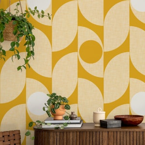 mid century modern leafs - mustard (L)