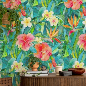 Classic Tropical Garden in Watercolors