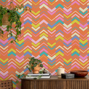 Colorful Kitschy Chevron Stripe - Red