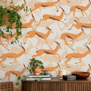 Running Gazelles on Seashell Pink