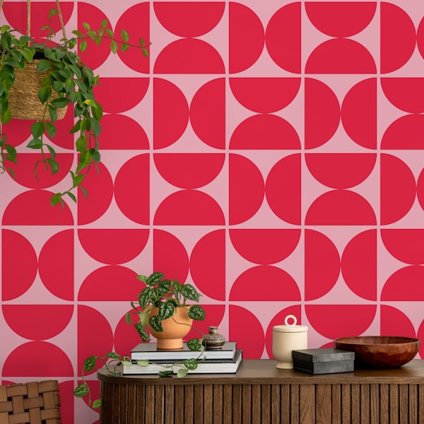 Semicircles - Pink and Crimson Red - Medium