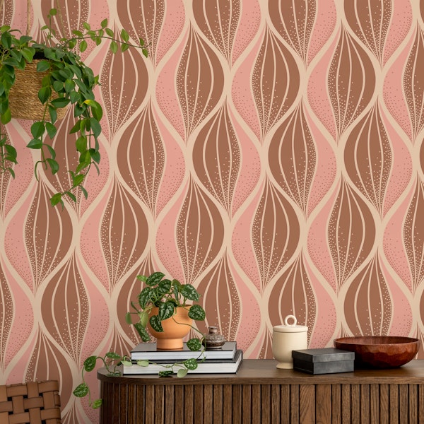 Flowing leaves brown pink