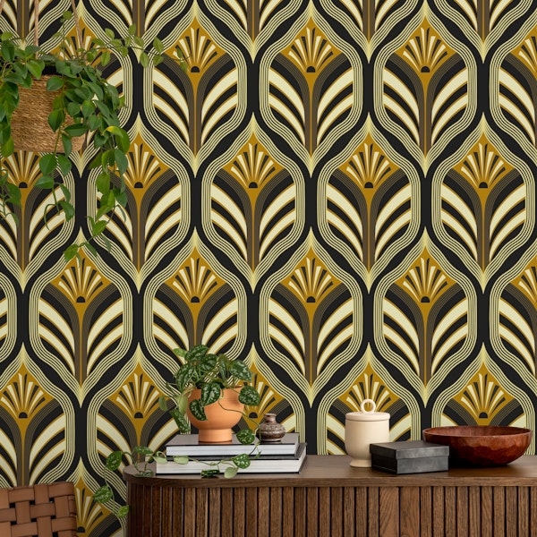 Elegant Art Deco Black and Gold 1920s Vintage