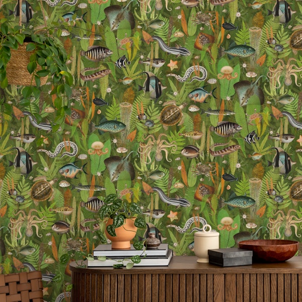 Aqua Eden in olive green orange