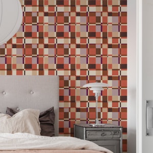 Modernist Plaid in red ginger spice