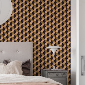 Modern Geometric Cubes Small Pink Gold Black