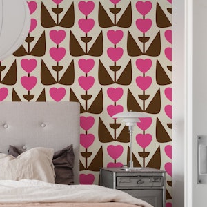 Retro Heart flowers Pink