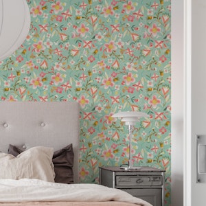 tossed florals on mint