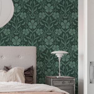 Awakening Flowers Damask - dark green