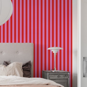 Preppy Pink and Red Bright Vertical Stripes