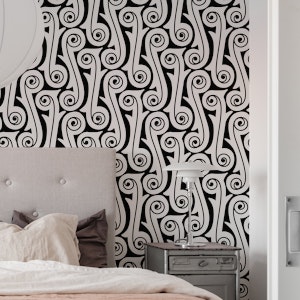 Modern Swirl Symphony Black and White