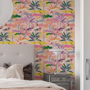 Vibrant Tropical Jungle Cats Palms No.03 WP