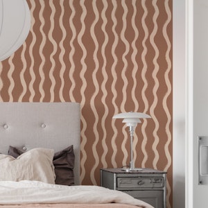 Mocha mousse minimal wavy lines