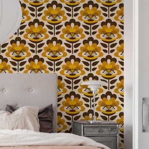 Sixties Flower Power / Yellow Brown
