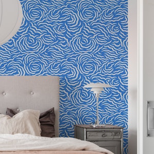 Flowery Clouds Azure Blue WP