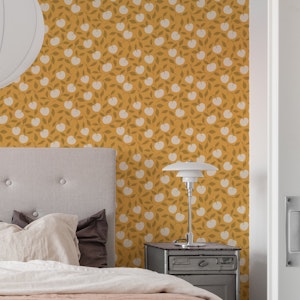 Autumn Harvest Apple Vine Mustard Yellow