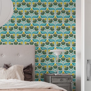 Majestic Vintage Blossoms in Blue Green - S