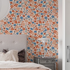 Modern Floral Multi Blue Red