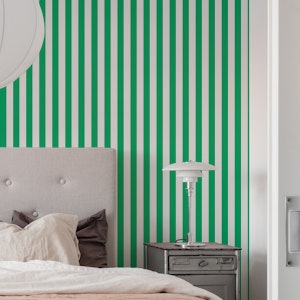 Jade Green and White Medium Stripes