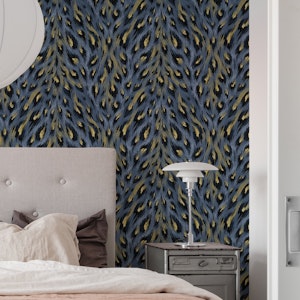 Leopard Print - Navy Blue / Gold