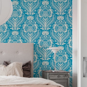 Vintage Decorative Floral Pattern, Light Blue