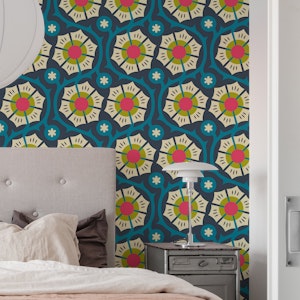 Bold Vintage Flora in Blue Magenta - L