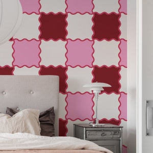 Wavy Checker Cherry & Pink