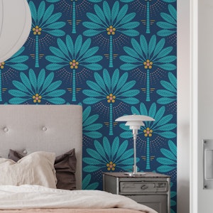 Palm Trees with Fruits - Bright Blue