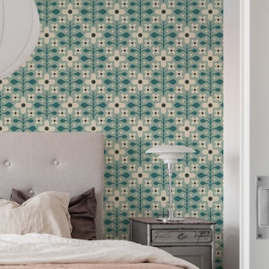 Geometric Flower Harmony in Teal - S