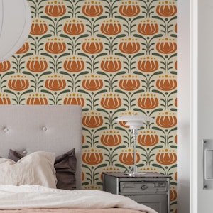 Stylish Vintage Tulips in Red Green - S