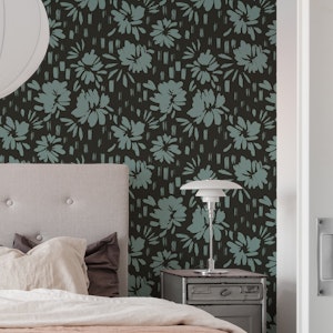 Floral Brush Strokes Black