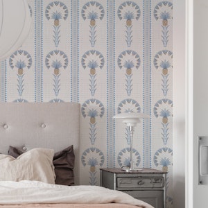 Boho Palm Stripes - Blue