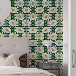 Retro Chic Flowers in Green - S