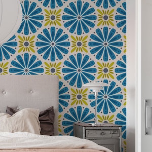 Sunburst Floral Magic in Blue Green - L