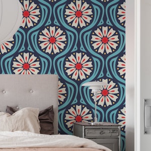 Colorful Floral Fiesta in Blue - L