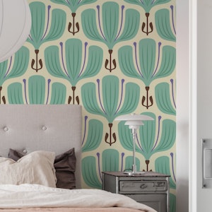 Bold Floral Essence in Turquoise - L