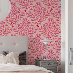 Trumpet Flower Damask Floral Pretty Pink