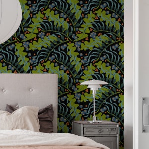 Dark Seaweed and Coral Pattern in Teal
