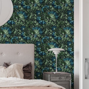 Jewel tone boho emerald green blue floral
